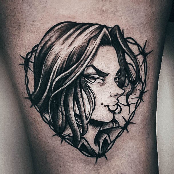 Girl With Feminine Anime Tattoo