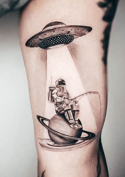 Girl With Feminine Astronaut Tattoo