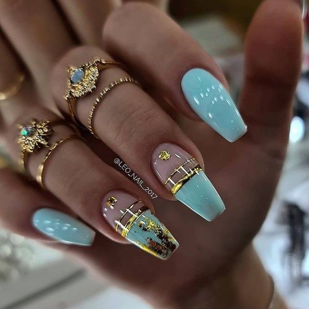 Girl With Feminine Azure Nail