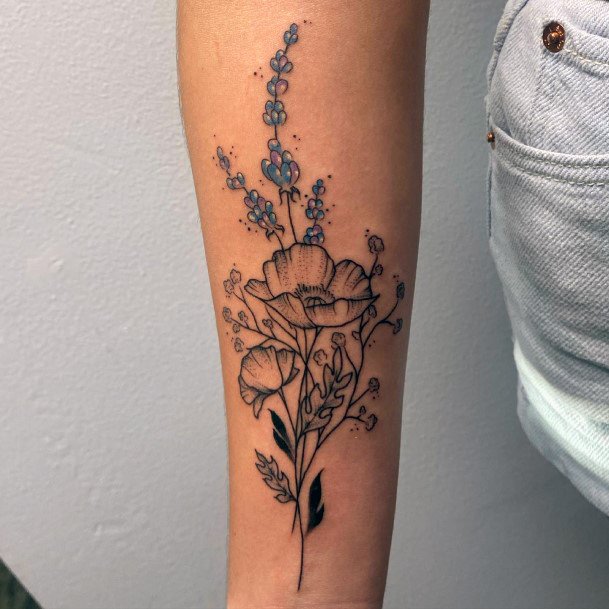 Girl With Feminine Babys Breath Tattoo