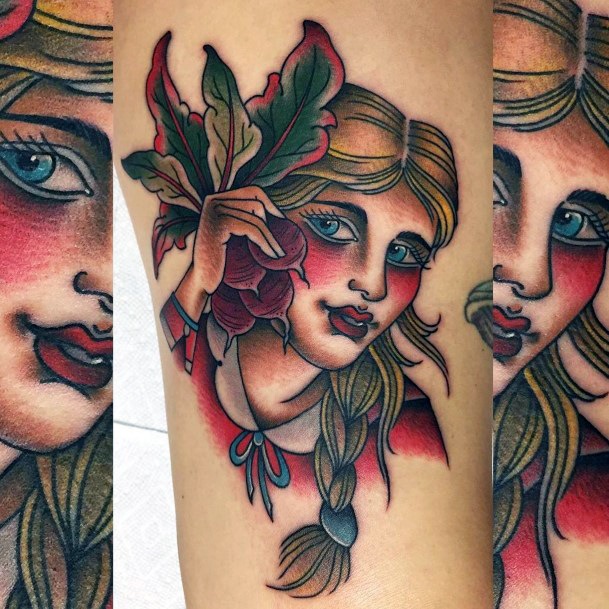 Girl With Feminine Beet Tattoo