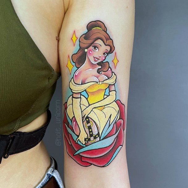 Girl With Feminine Belle Tattoo