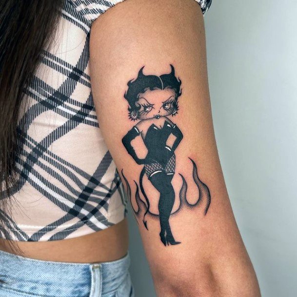 Girl With Feminine Betty Bop Tattoo