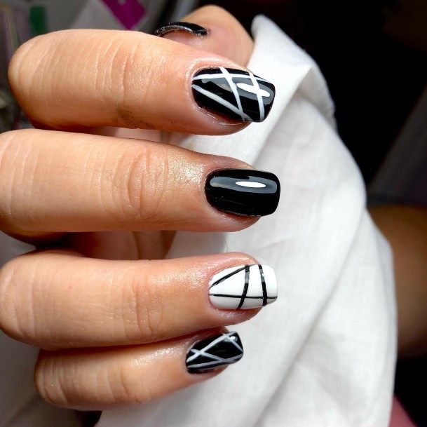 Girl With Feminine Black And White Nail