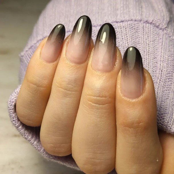 Girl With Feminine Black Ombre Nail