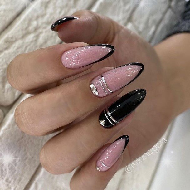 Girl With Feminine Black Prom Nail