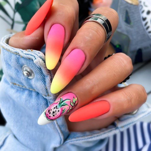 Girl With Feminine Bright Ombre Nail