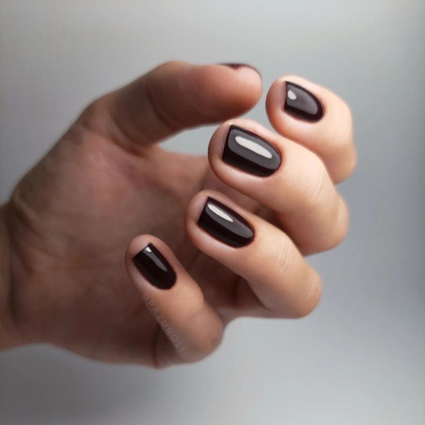 Girl With Feminine Burgundy And Black Nail