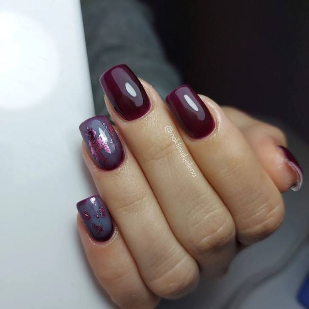 Girl With Feminine Burgundy Nail