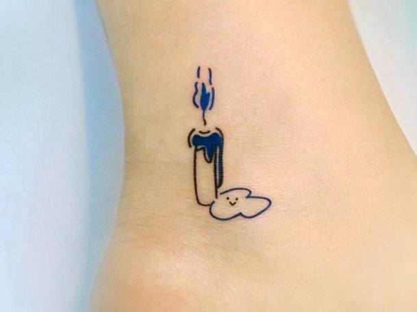 Girl With Feminine Candle Tattoo