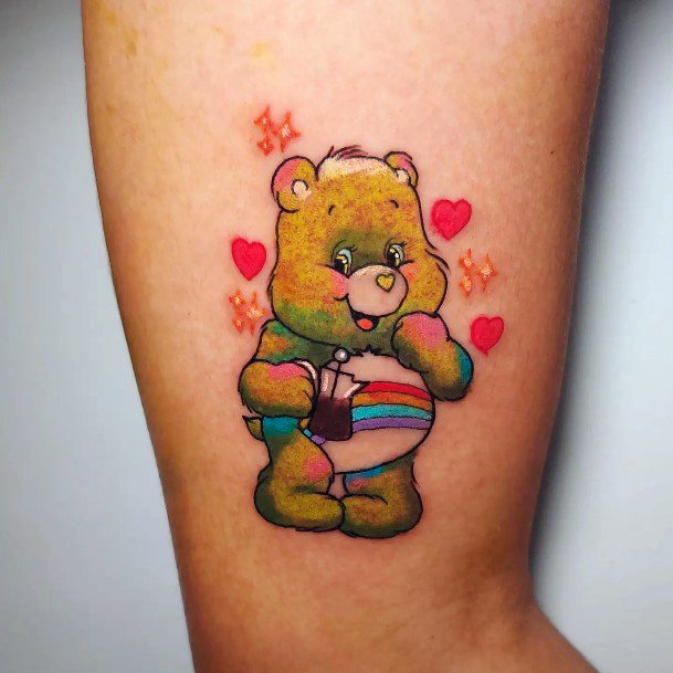 Girl With Feminine Carebears Tattoo