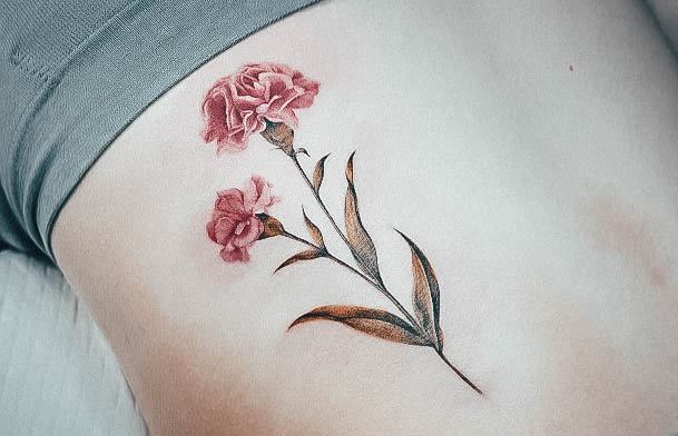 Girl With Feminine Carnation Tattoo