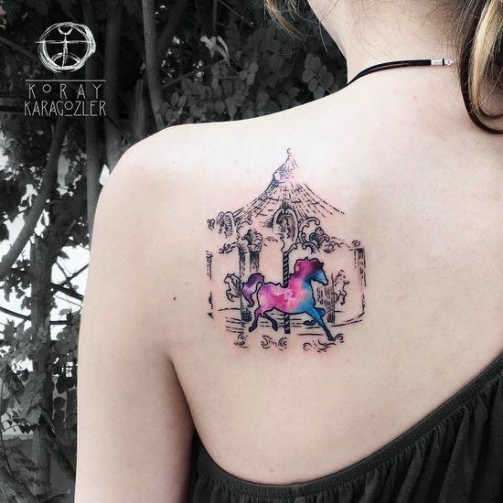 Girl With Feminine Carousel Tattoo