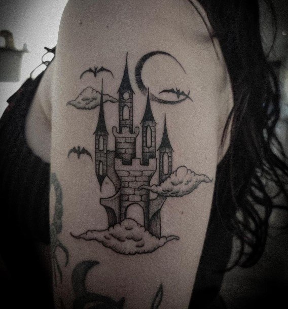 Girl With Feminine Castle Tattoo