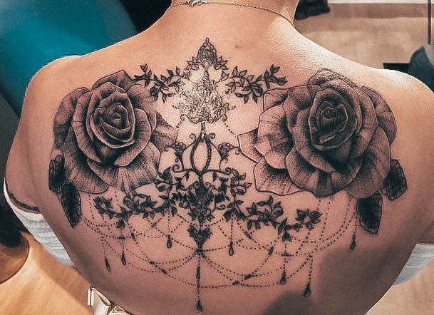 Girl With Feminine Chandelier Tattoo