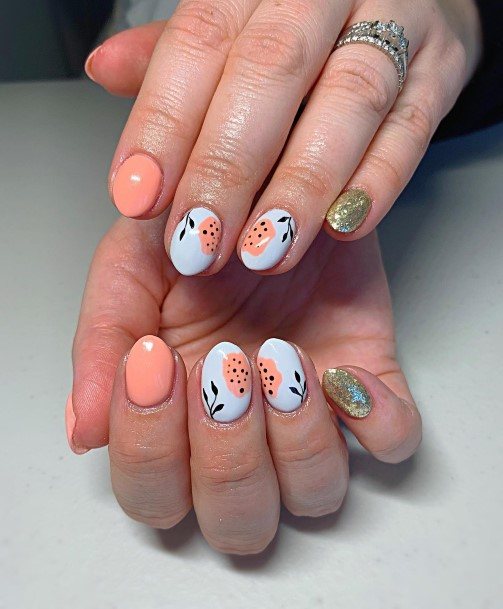 Girl With Feminine Coral Nail