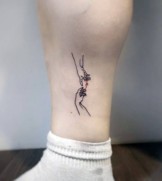 Girl With Feminine Creation Of Adam Tattoo