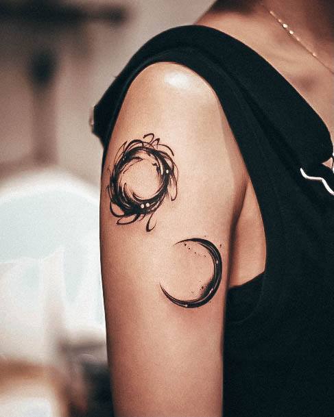 Girl With Feminine Cresent Moon Tattoo