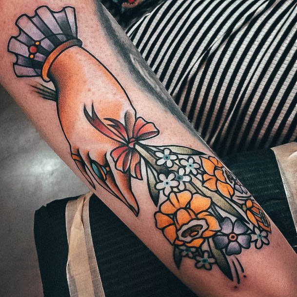 Girl With Feminine Daffodil Tattoo