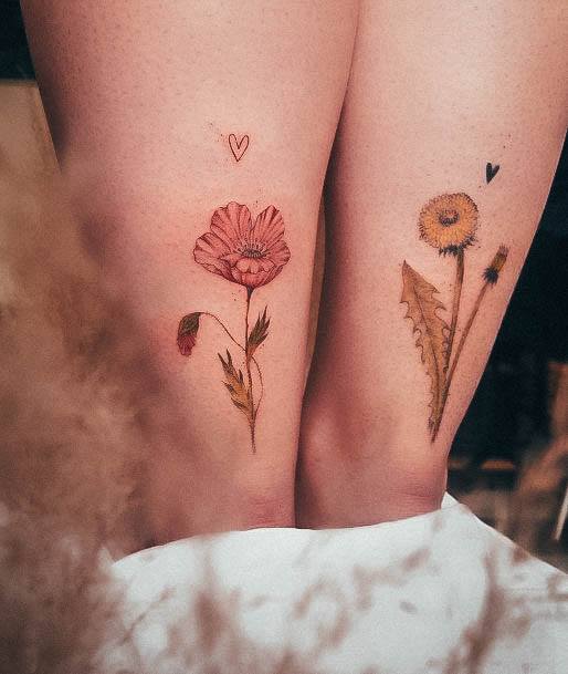 Girl With Feminine Dandelion Tattoo