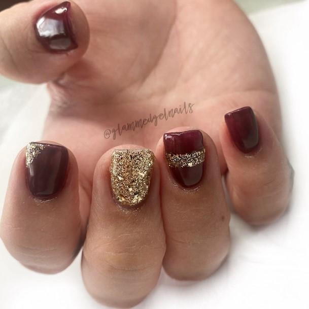 Girl With Feminine Dark Maroon Nail