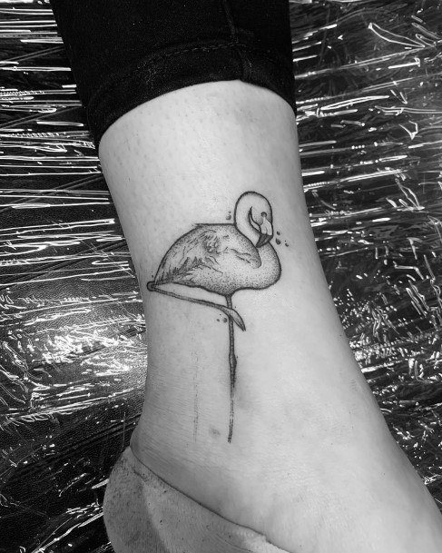 Girl With Feminine Flamingo Tattoo