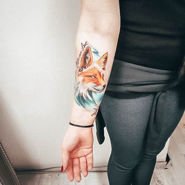 Girl With Feminine Fox Tattoo