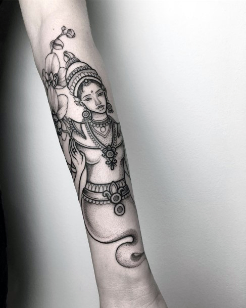 Girl With Feminine Genie Tattoo