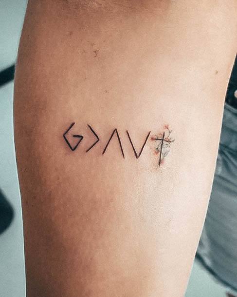 Girl With Feminine God Is Greater Than The Highs And Lows Tattoo