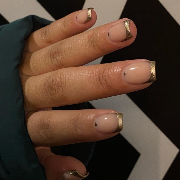 Girl With Feminine Gold French Tip Nail