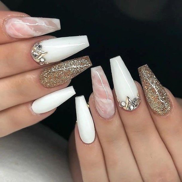 Girl With Feminine Gold Nail