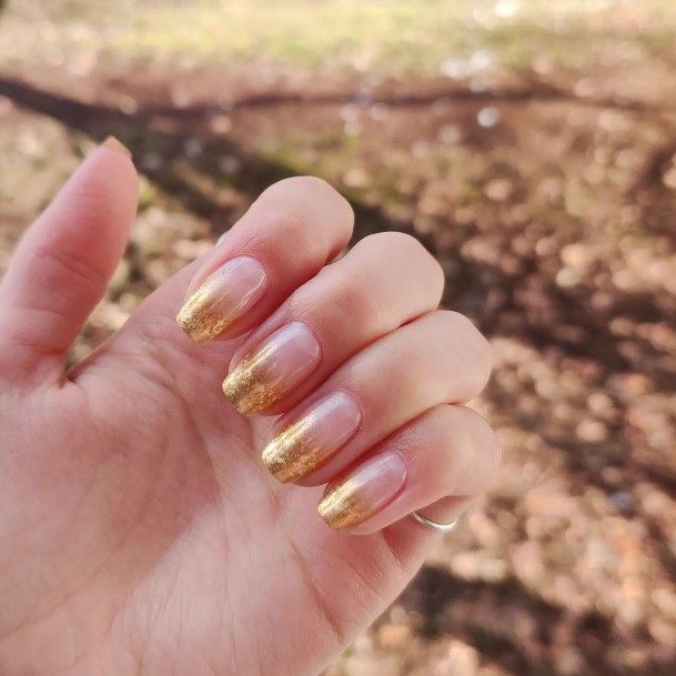 Girl With Feminine Gold Ombre Nail