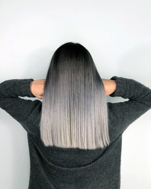 Girl With Feminine Grey Ombre Hairstyles