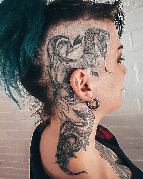 Girl With Feminine Head Tattoo