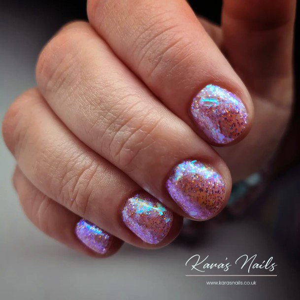 Girl With Feminine Holographic Nail