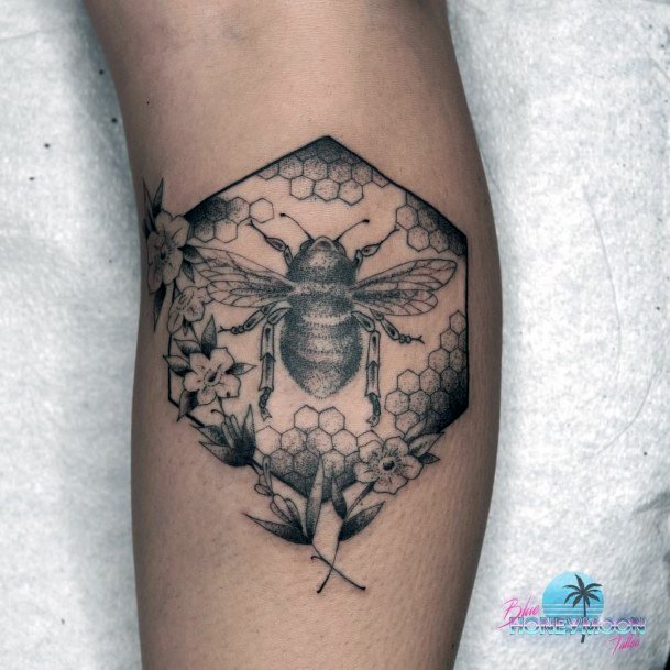 Girl With Feminine Honeycomb Tattoo