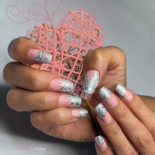 Girl With Feminine Lace Nail