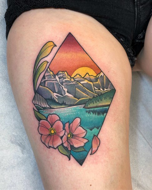 Girl With Feminine Lake Tattoo