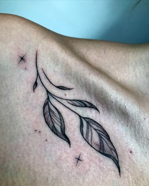 Girl With Feminine Leaf Tattoo
