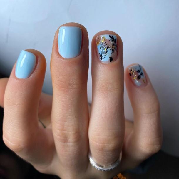 Girl With Feminine Light Blue Nail