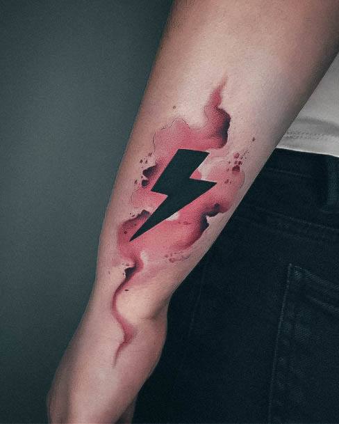 Girl With Feminine Lightning Bolt Tattoo