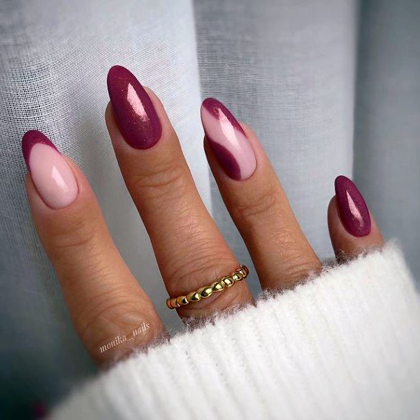 Girl With Feminine Maroon Dress Nail