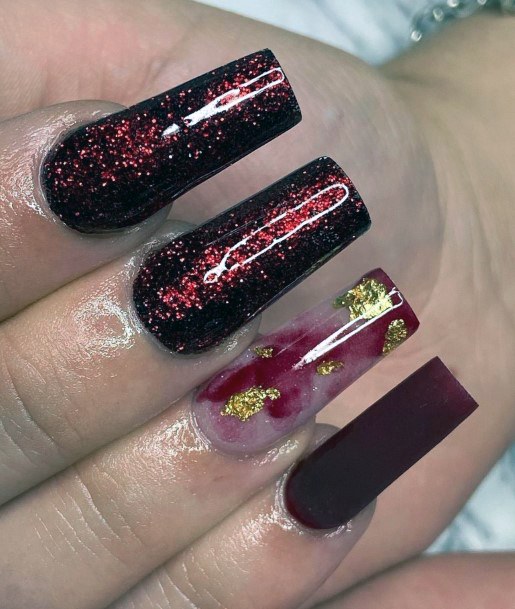 Girl With Feminine Maroon Nail