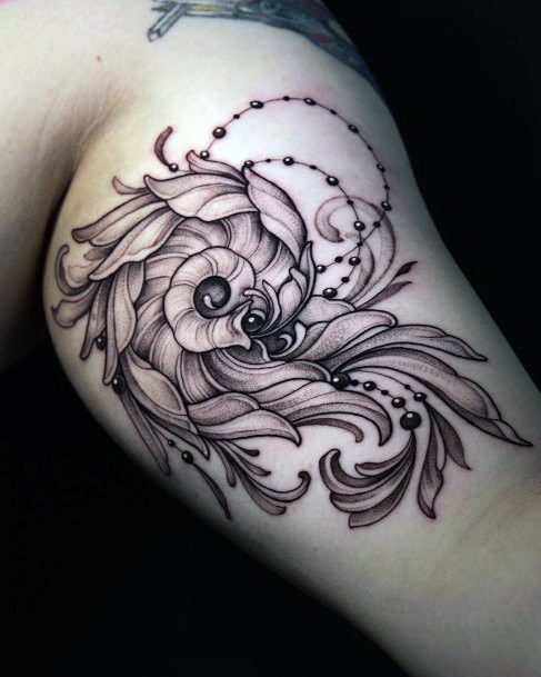 Girl With Feminine Nautilus Tattoo