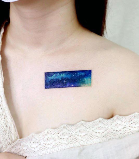 Girl With Feminine Night Sky Tattoo
