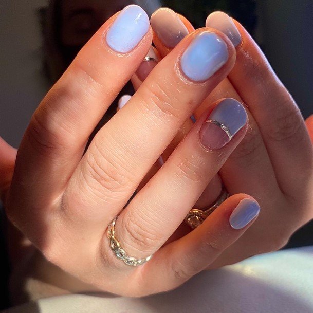 Girl With Feminine Pale Blue Nail