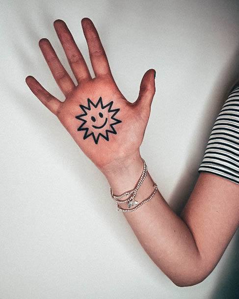 Girl With Feminine Palm Tattoo