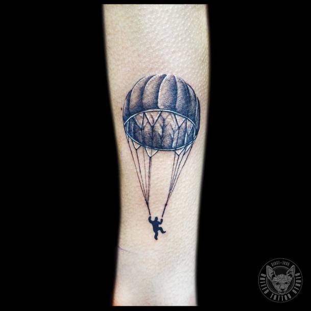 Girl With Feminine Parachute Skydiving Tattoo