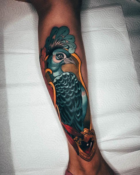 Girl With Feminine Peacock Tattoo