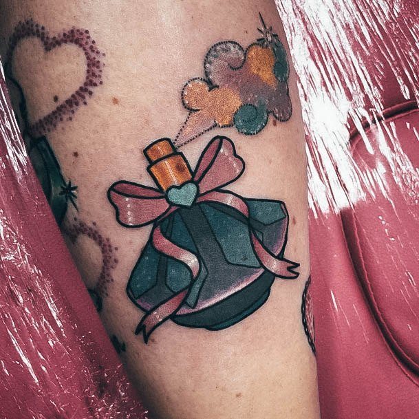 Girl With Feminine Perfume Tattoo